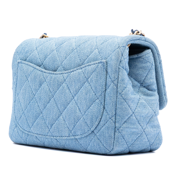 Pre-Loved Chanel Mini Square Classic Denim Pearl Crush Single Flap - Picture 2 of 7